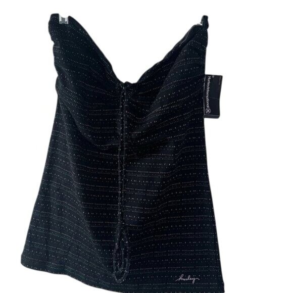 Hurley Black Spaghetti Strap Ruched Tank Top With Multicolor Stitching Womens Si - Picture 1 of 7